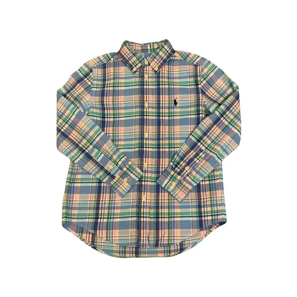 Ralph Lauren Boy's Pastel Plaid Shirt - Size 7 - Like New!